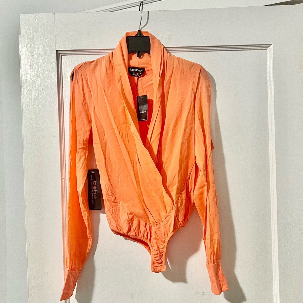 Bebe Orange Bodysuit Blouse Size XS